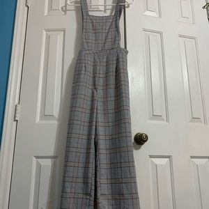 Grey Plaid Overalls